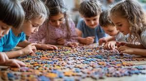 Kids doing puzzles